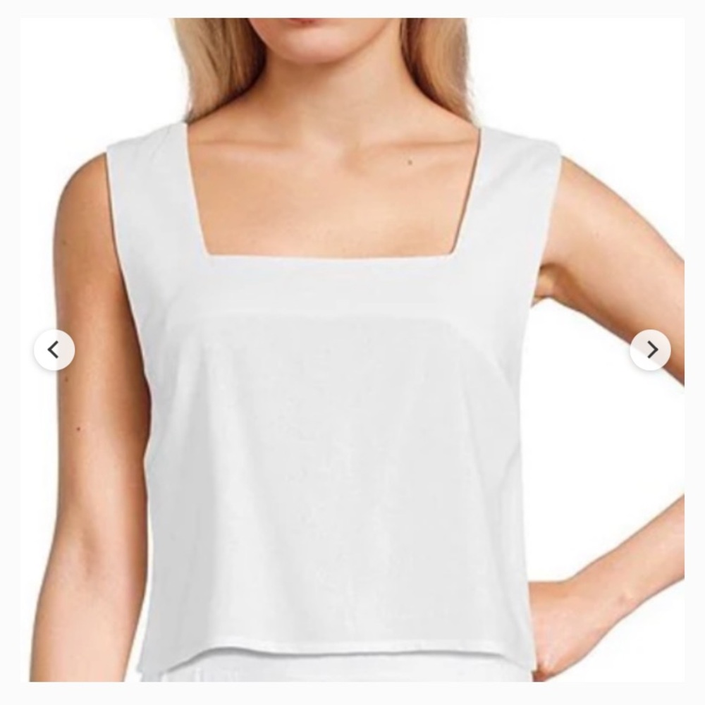 Workshop Republic Clothing White Square-Neck Linen Crop Top